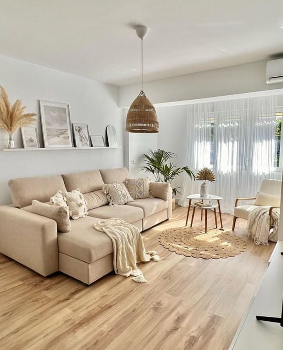 coastal living room with rattan accents