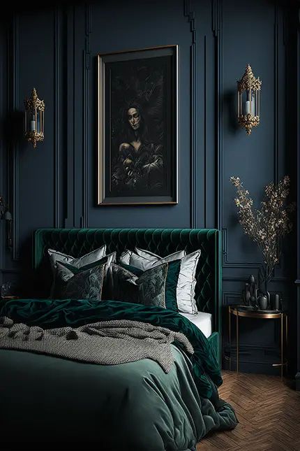 dark academia black bedroom