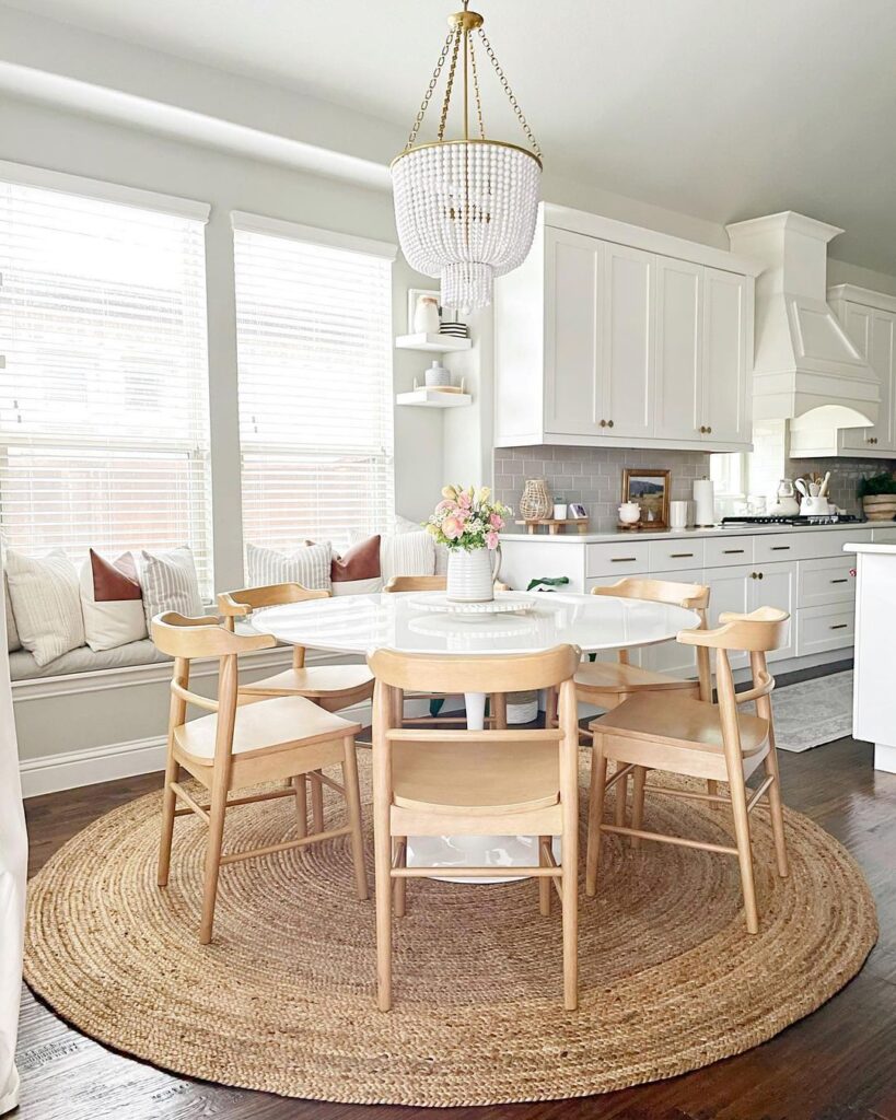 dining room with jute rug