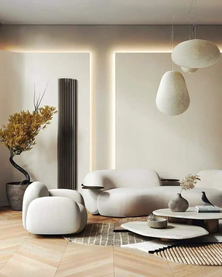 japandi living room design idea with upbeat furniture