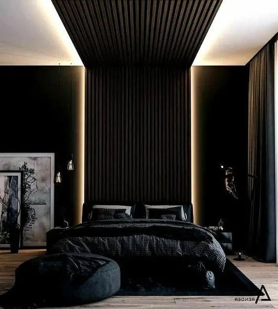 minimalist black bedroom idea