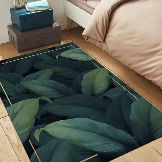 nature inspired bedroom with rug