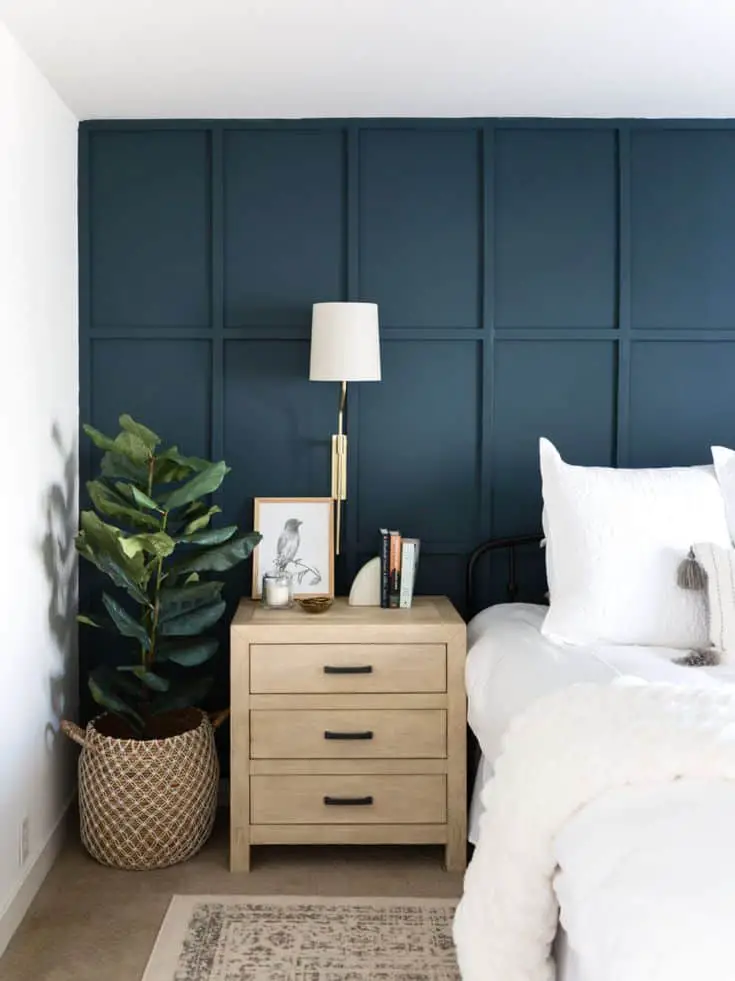 navy blue board and batten bedroom idea