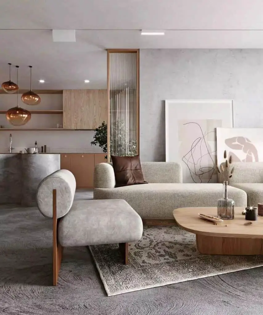 neutral japandi living room idea