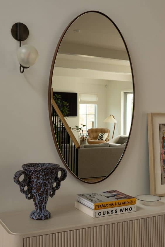 oval mirror entryway 