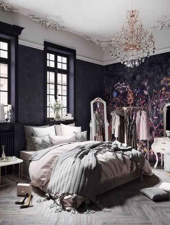 pink and black bedroom