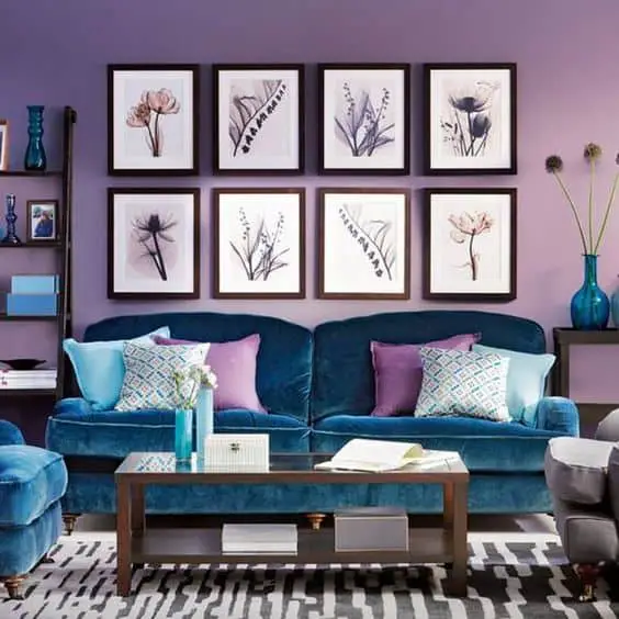 purple and blue living room