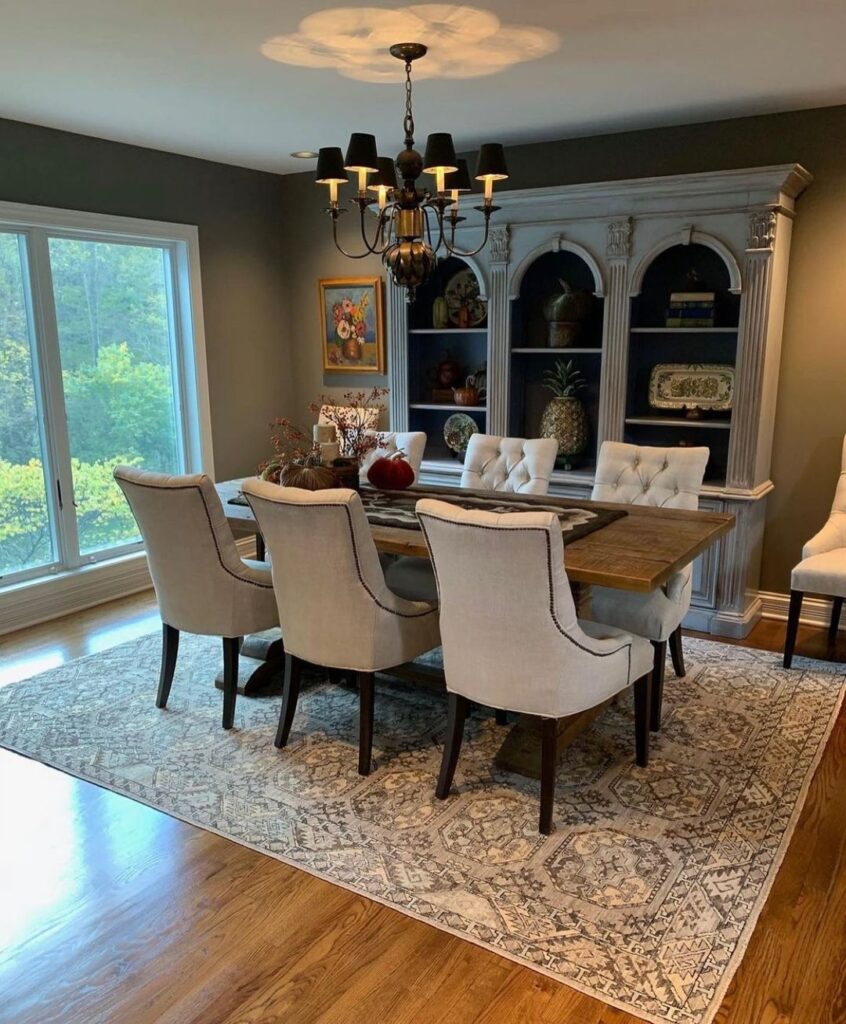 rectangle rug in dining table 1