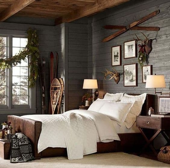 rustic black bedroom idea