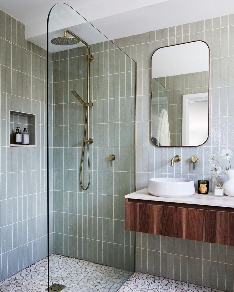 sage green shower design